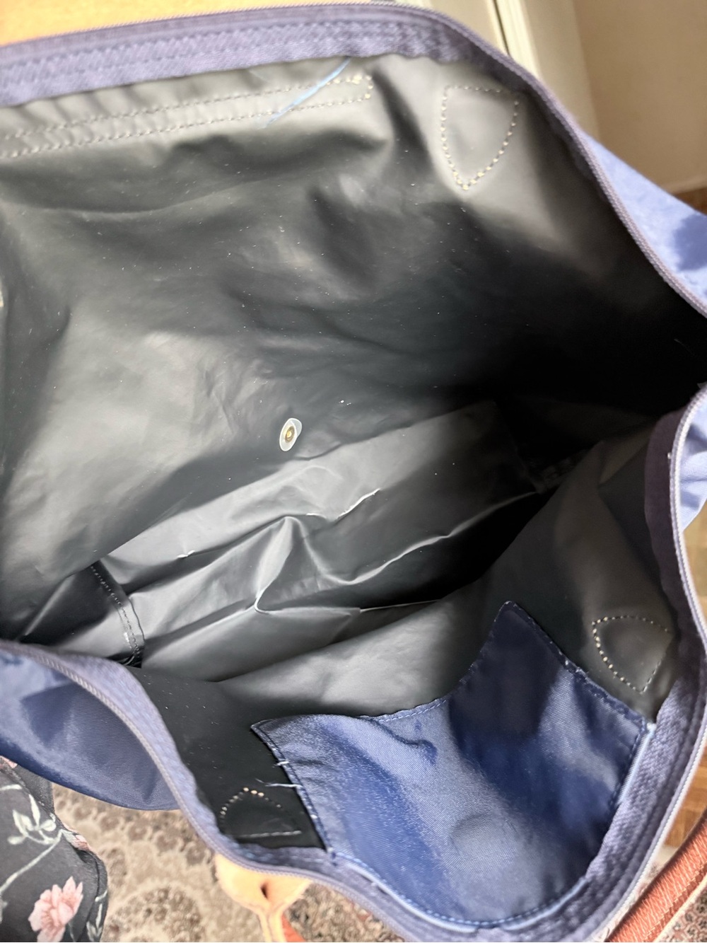 Longchamp Navy Tote with Brown Leather Trim - Picture 4 of 4